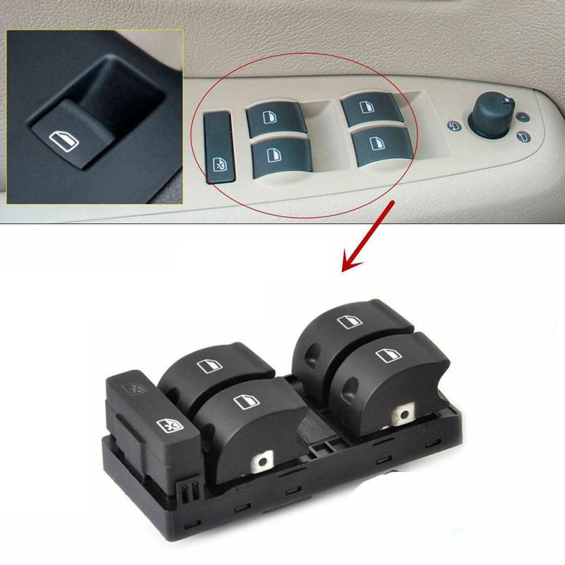1 x Master Power Passenger Window Switch Panel 8ED959851 for Audi A4 B6 B7 Sedan