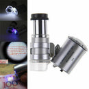 60x Pocket Magnifying Glass Microscope Loupe Loop Magnifier Jewelry LED Li IUE