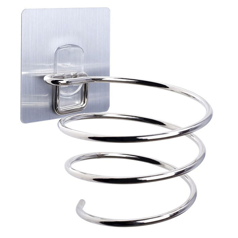 1pcs Hair Dryer Rack Wall Mounted Bathroom Flat Spiral Stand Holder Hanger jhy
