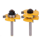 2pcs New Yellow T-shape Tongue Groove Router Bit Set 1/4 Welll OBY