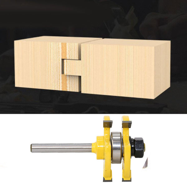 2pcs New Yellow T-shape Tongue Groove Router Bit Set 1/4 Welll OBY