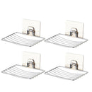 4PCS Adhesive Suction Cup Soap Dish Stainless Steel Sponge Holder JWC