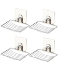 4PCS Adhesive Suction Cup Soap Dish Stainless Steel Sponge Holder JWC