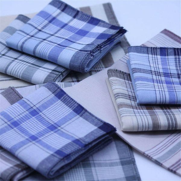 15Pcs Cotton Plaid Men's Handkerchief Square Decorative Suits Grid Han BJT