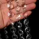 5Pcs Clear Crystal Acrylic Octagonal Beads Chain Chandelier Parts Home PHS