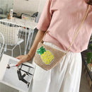 1x pineapple pattern Straw Bags Women Summer Bag Woven Beach Cross Body IWD XDG