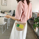 1x pineapple pattern Straw Bags Women Summer Bag Woven Beach Cross Body IWD XDG