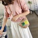 1x pineapple pattern Straw Bags Women Summer Bag Woven Beach Cross Body IWD XDG