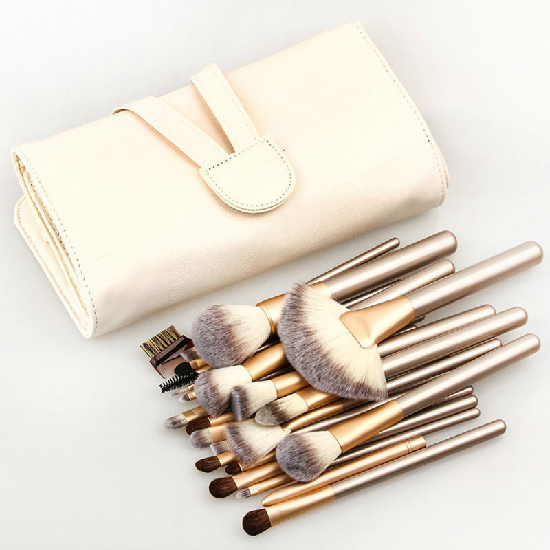Pro 24 x Makeup Brushes Cosmetic Tool Kit Eyeshadow Powder Brush Set+ Case CSO