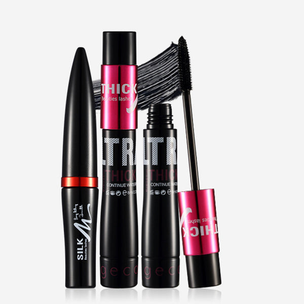 2PCS/Kitt 4D Mascara Waterproof Silk Fiber Volume Double Curling Makeup E PIL
