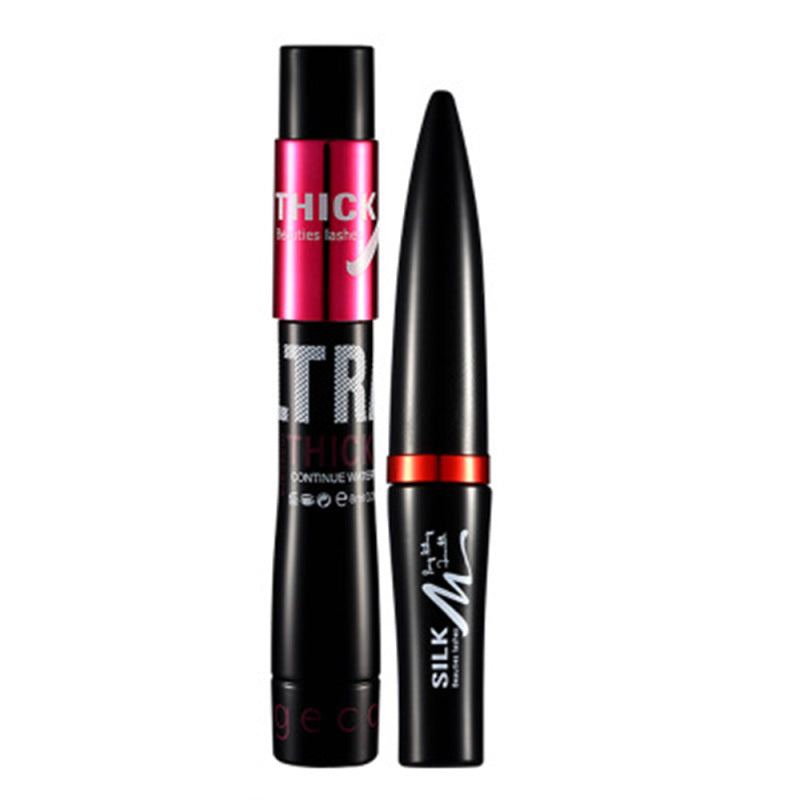 2PCS/Kitt 4D Mascara Waterproof Silk Fiber Volume Double Curling Makeup E PIL