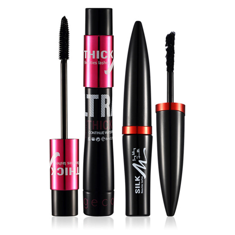 2PCS/Kitt 4D Mascara Waterproof Silk Fiber Volume Double Curling Makeup E PIL