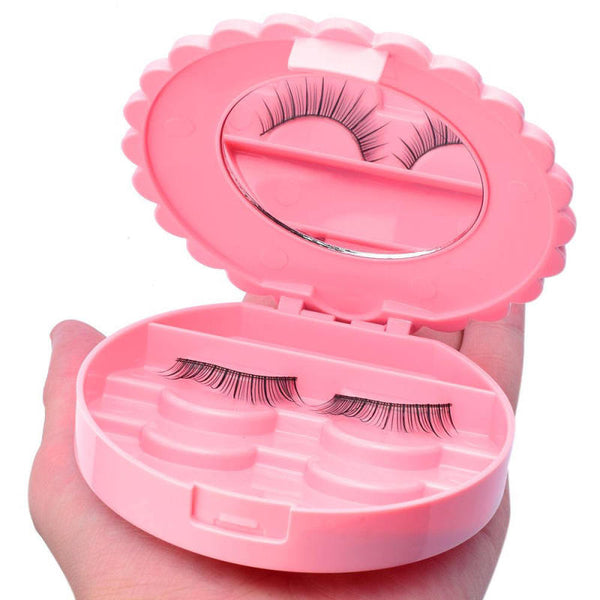 1Pc Cute Pink Plastic Bowknot False Eyelashes Storage Box Makeup Case Mi EJF