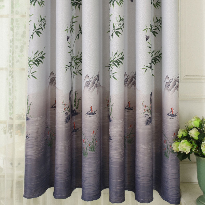 1*2M Green breeze bamboo Floral printed bedroom living room Window curta OLT