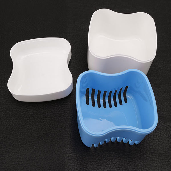 Denture Bath Case Container Dental False Teeth Storage Box Rinsing Bask FSH