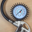 220 psi Lock On Tire Inflator with Air Pressure Gauge Pistol Chuck Flexible Hose