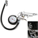 220 psi Lock On Tire Inflator with Air Pressure Gauge Pistol Chuck Flexible Hose