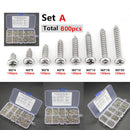 800pc M2 4-20mm Carbon Steel Cross Flat Head Self Tapping Screws w/ Box As QXO