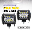 2pcs 4inch 60w Led Work Light Bar Driving Flood Beam Suv Atv Useful XMZ