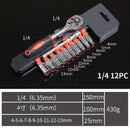 1/4 inch Socket Set Ratchet Wrench Extension Rod Combo Tools Kit  6.3mm Tv