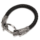 Dragon Head PU Leather Braided Bracelet Wristband Cuff Punk Jewelry Gifts  OSS