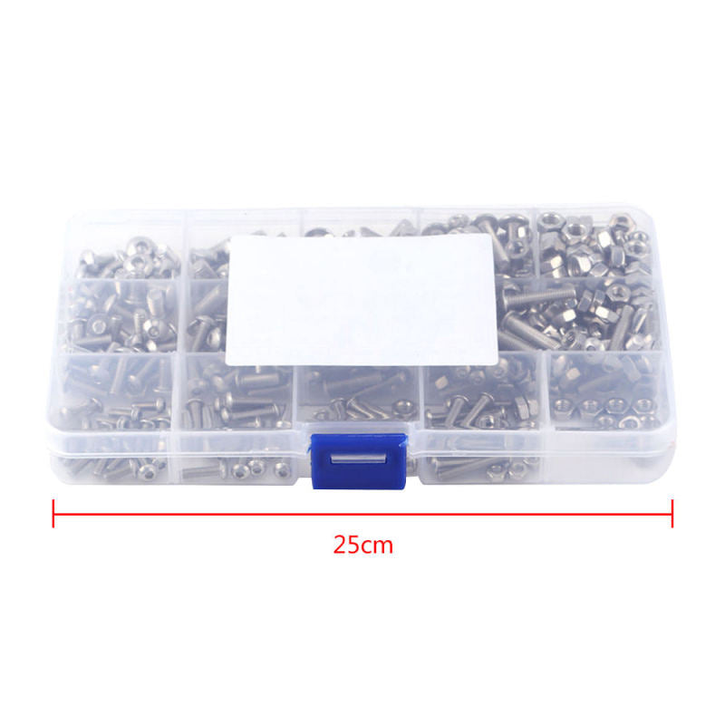 480pcs M2 M3 M4 Metric Hex Socket Head Cap Screws Bolt Nut Assortment NEW