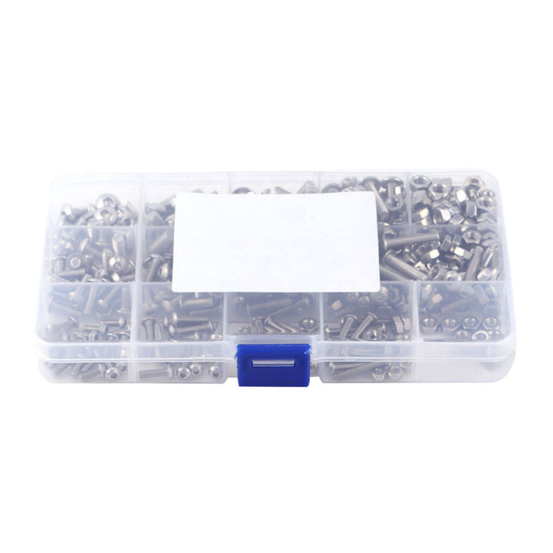480pcs M2 M3 M4 Metric Hex Socket Head Cap Screws Bolt Nut Assortment NEW