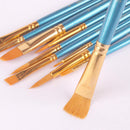 10pcs Nylon Hair Acrylic Watercolor Round Pointed Tip Artists Paint Brush Set