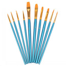 10pcs Nylon Hair Acrylic Watercolor Round Pointed Tip Artists Paint Brush Set
