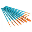 10pcs Nylon Hair Acrylic Watercolor Round Pointed Tip Artists Paint Brush Set