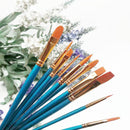 Nylon Hair Acrylic Watercolor Round Pointed Tip Artists Paint Brush Set RTU BQK