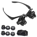 10X 15X 20X 25X Double Eye Watch Repair Magnifier Loupe Glass With 2 LED  GNU