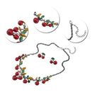 1X necklace+ 1 Pair Earrings Sweet Cherry style  Pendant Beaded Jewelry  RGE