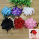 Women's Dance Party Wedding Feather Hair Head Flower Hairpin Brooch Clip OGY