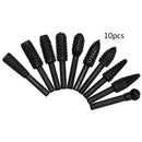 10pcs Mini Steel Rotary Burr Grinding Head Set Wood Carving File Rasp Drill Bits
