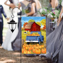 Autumn Fall Harvest Farm Blue Truck Fall Pumpkins Double Sided Yard Gar NDC