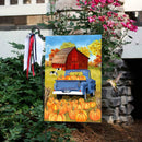 Autumn Fall Harvest Farm Blue Truck Fall Pumpkins Double Sided Yard Gar NDC