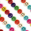 15mm Natural Howlite Dyed Peace Mixed Color's Stone Beads Strand/26pcs