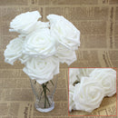 10Pcs White Artificial Sponge Rose Flowers For Wedding Bouquet Home Decoration