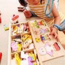 Wooden Baby Bear Changing Clothes Puzzle Set Kids Educational Toys Gift  HVP