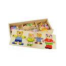 Wooden Baby Bear Changing Clothes Puzzle Set Kids Educational Toys Gift  HVP