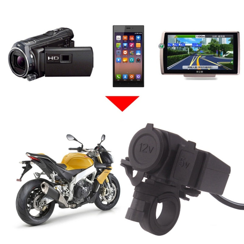 12V Motorcycle USB Charger Cigarette Lighter Waterproof Power Ports Outl HPQ