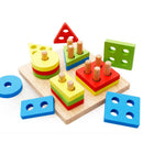 Geometric Shapes Developmental Geometric Puzzle Board Blocks Wooden BabyToy FUA
