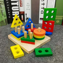 Geometric Shapes Developmental Geometric Puzzle Board Blocks Wooden BabyToy YHW