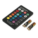 2X T10 5050 6 SMD RGB LED Car Dome Reading Light Lamp Bulb With Remote C LFM