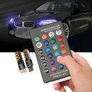 2X T10 5050 6 SMD RGB LED Car Dome Reading Light Lamp Bulb With Remote C MWZ