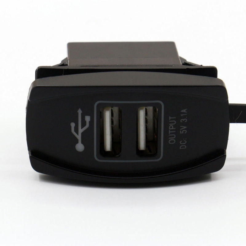 5V 3.1A Motorcycle Car Dual USB Power Charger Port Socket Plug LED Lig XCQ