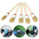 5Pcs Car Detailing Brushes Set Cleaning Dash Wood Handle Seats Wheels Clean