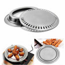 Indoor Outdoor BBQ Smokeless Stovetop Grill Non-stick Roasting Pan Round NWK