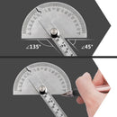 Stainless Steel Round Head Rotary Protractor Angle Measuring Ruler 180  IYV
